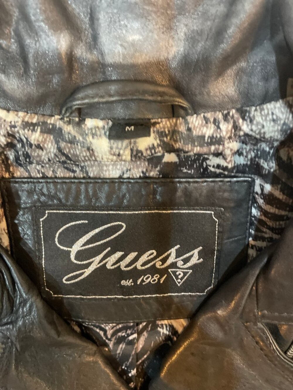 Guess Black Leather Moto Jacket Womens Medium Biker Asymmetrical Zip - Picture 5 of 11